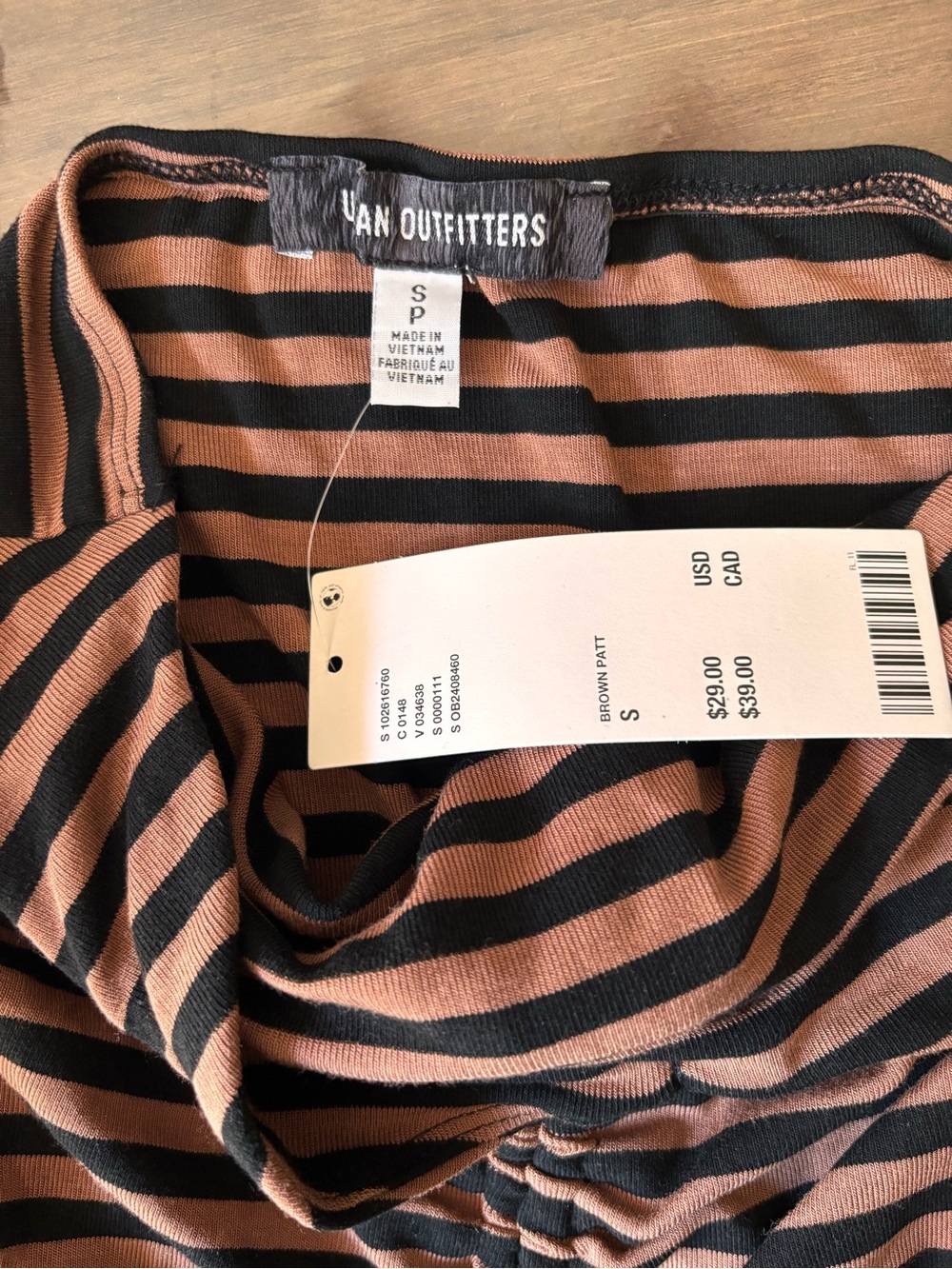 Urban outfitters Stripe black/brown  tube top with ruching Alternative Grunge - Picture 5 of 5